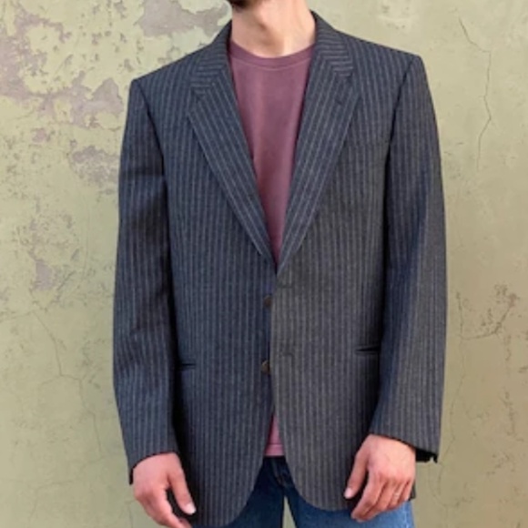 Marzotto x Claiborne Luxe Men’s Blazer Extrafine Merino Wool Pinstripe gray 40R - Picture 1 of 11